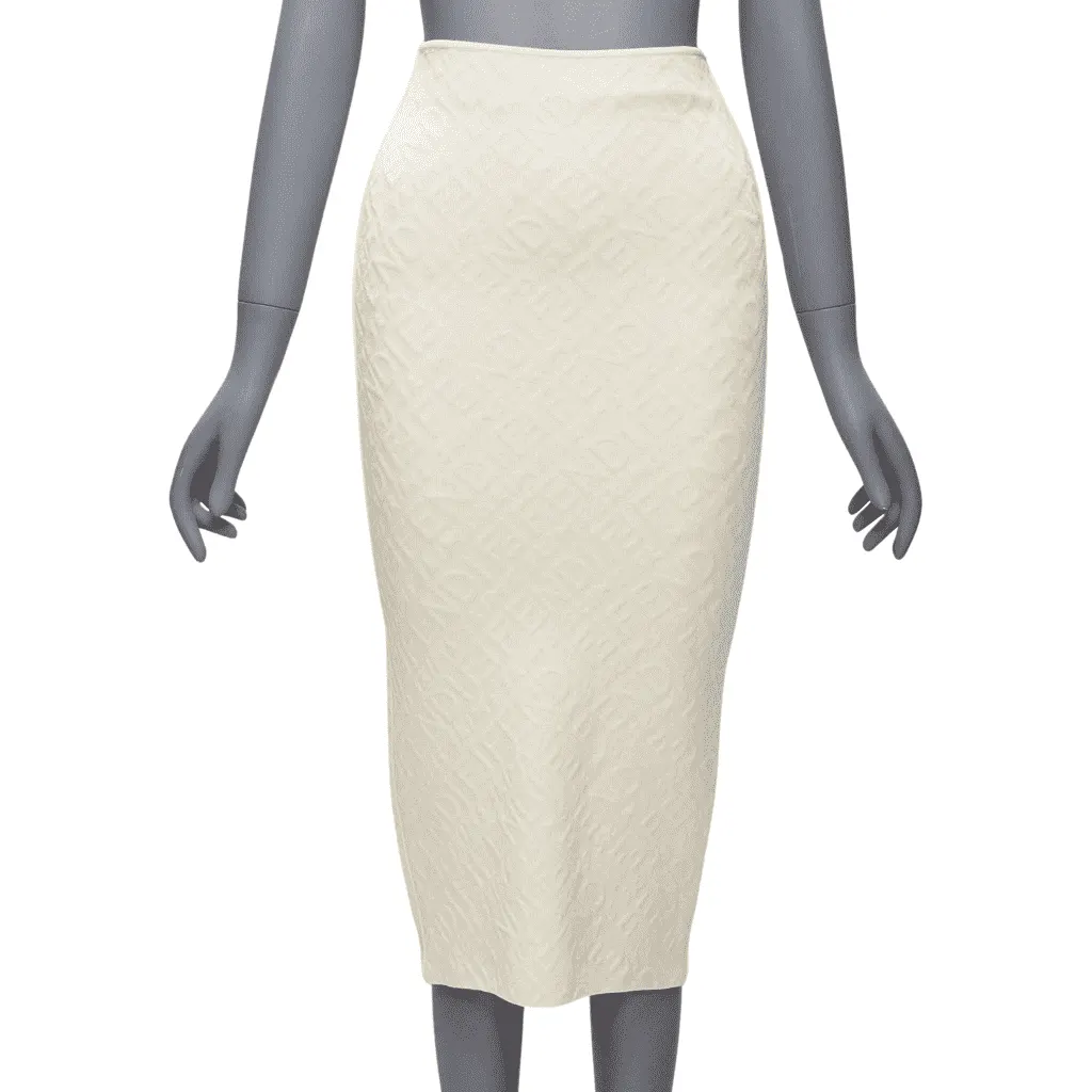 Fendi Logo Pencil Skirt Beige Viscose Never worn - Front View