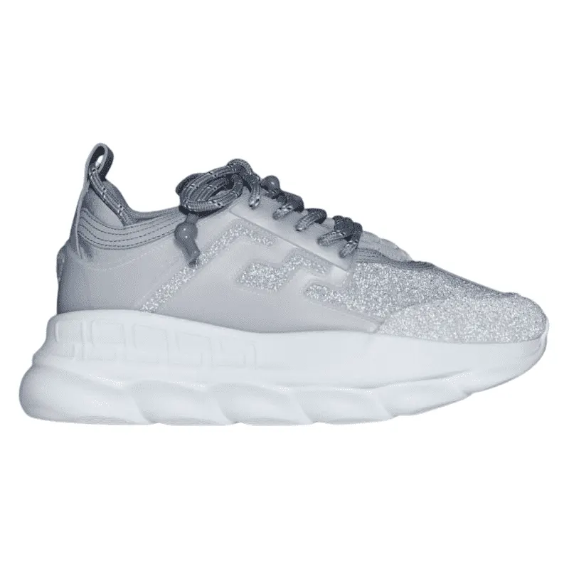Versace Rhinestone Sneakers Silver Never worn - Front View