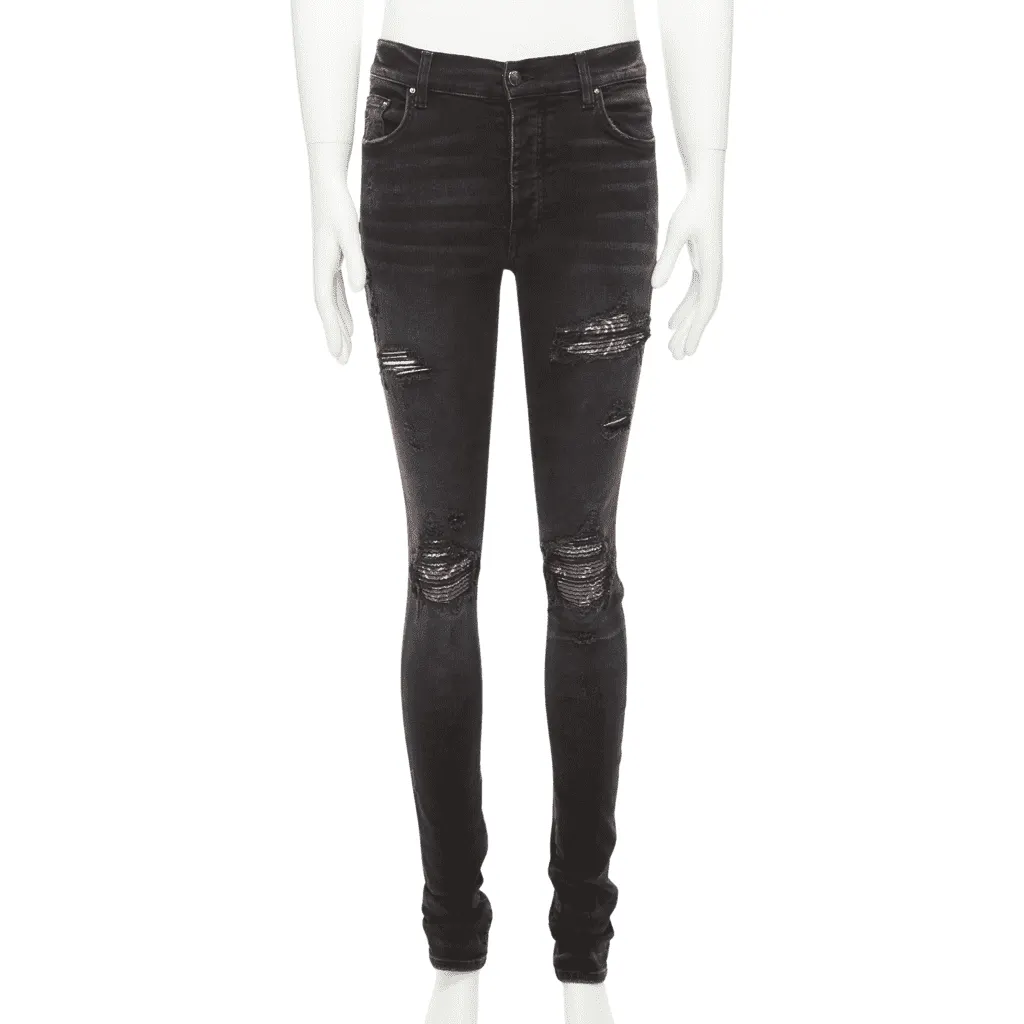Amiri Charcoal Distressed Jeans Black Cotton Very good - Front View
