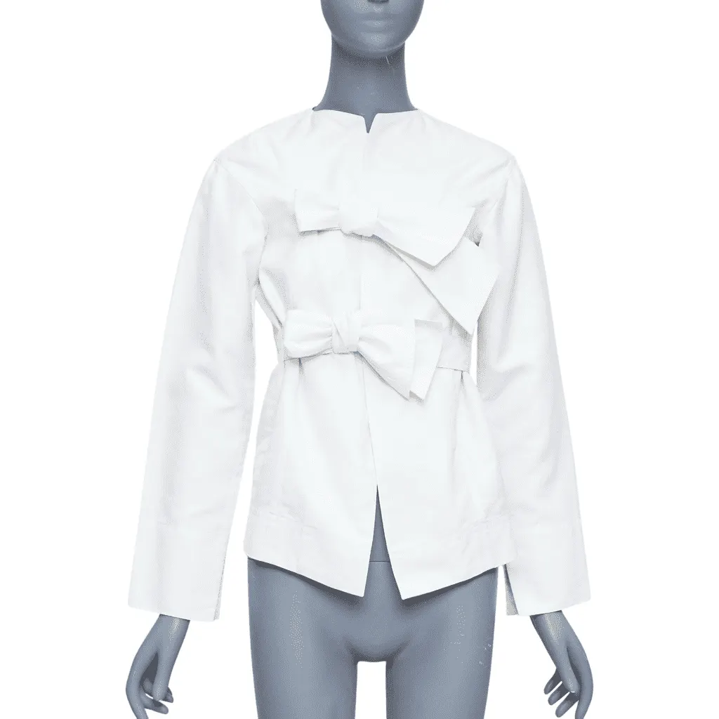 Celine Tie Front Jacket Beige Cotton Fair - Front View