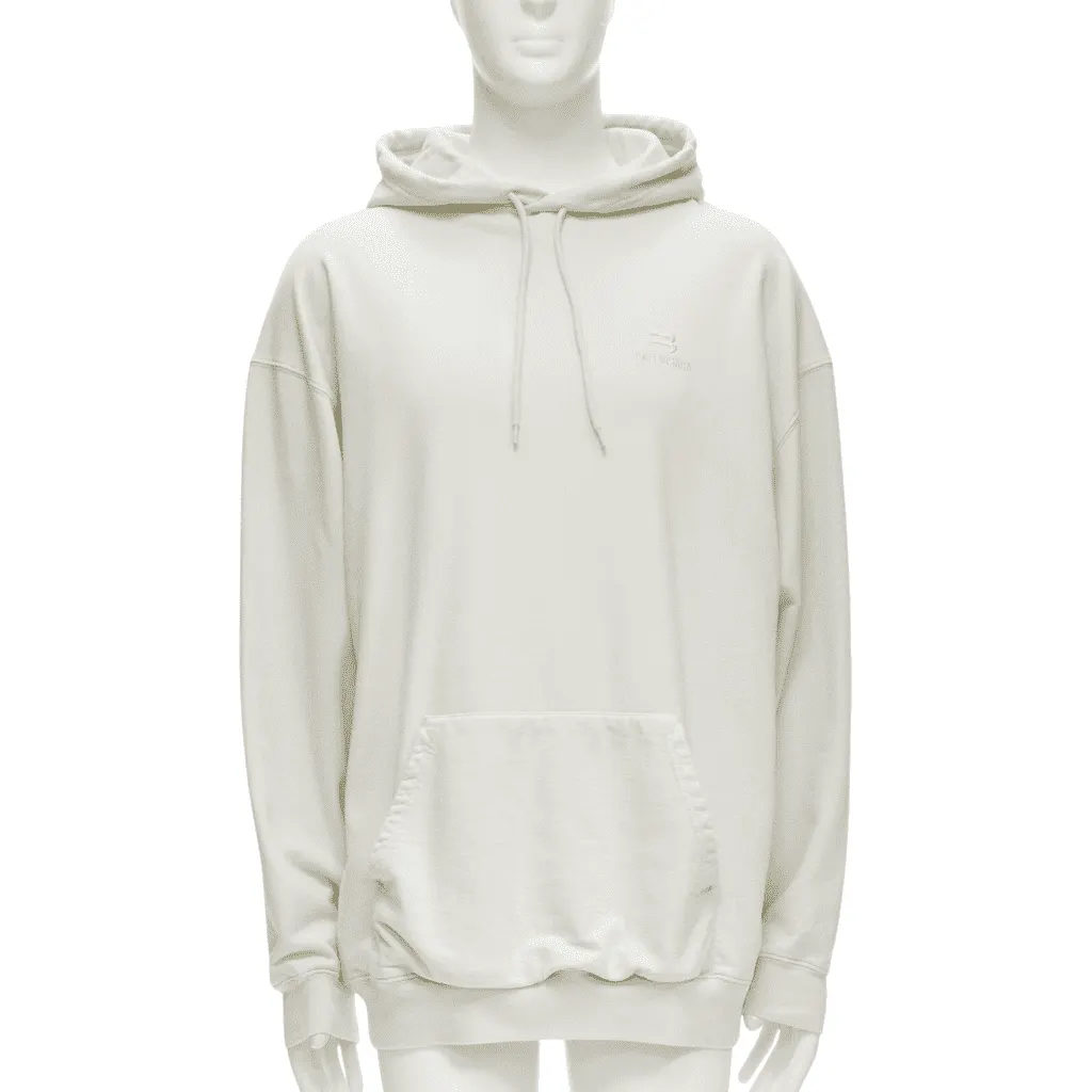 Balenciaga Logo Oversized Hoodie Beige Cotton Never worn - Front View