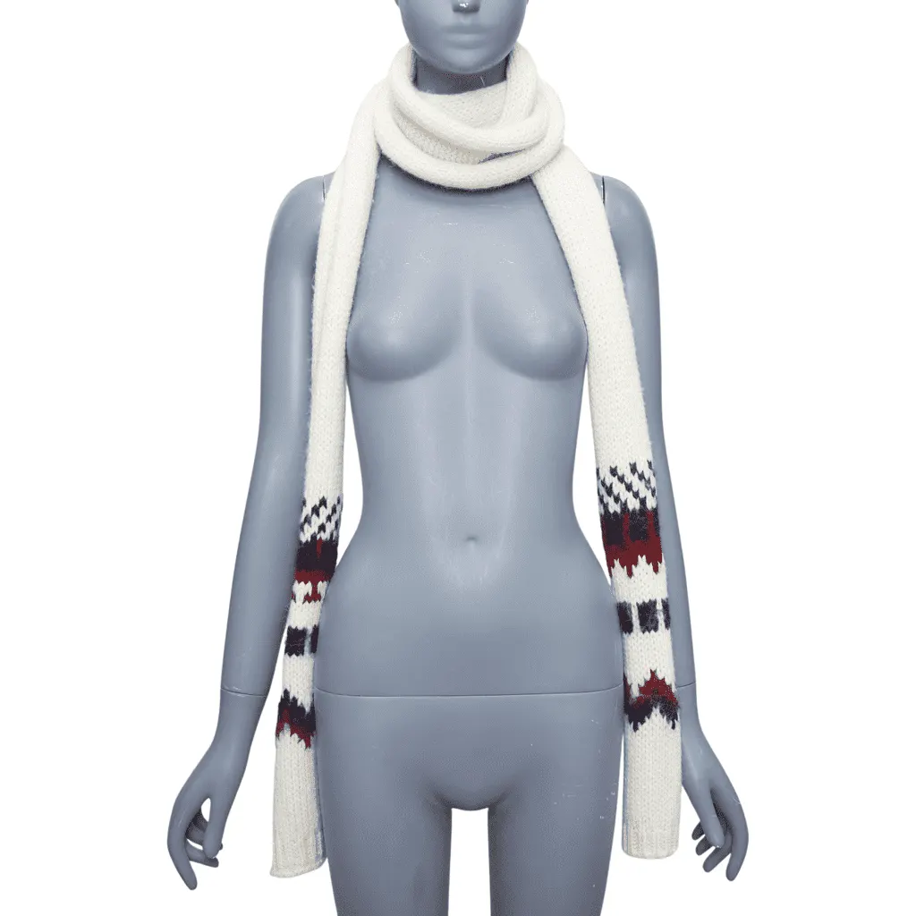 Saint Laurent Aztec Wrap Scarf Beige Wool Never worn - Front View