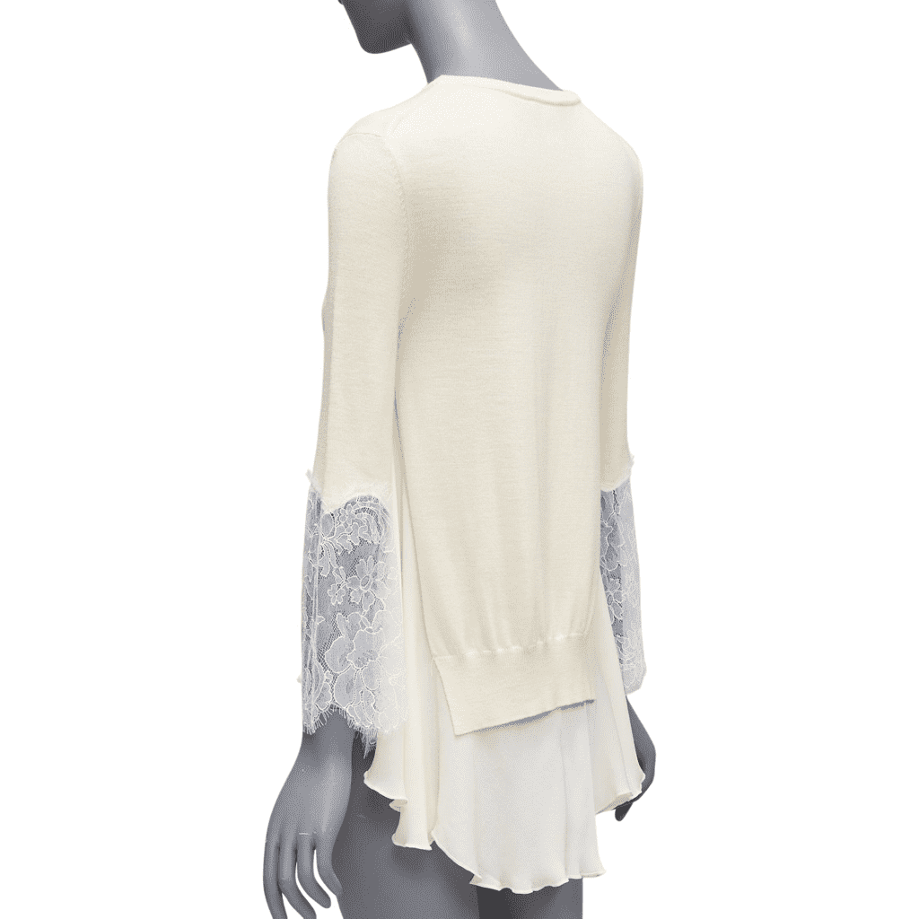 Oscar De La Renta Lace Flare Hem Sweater