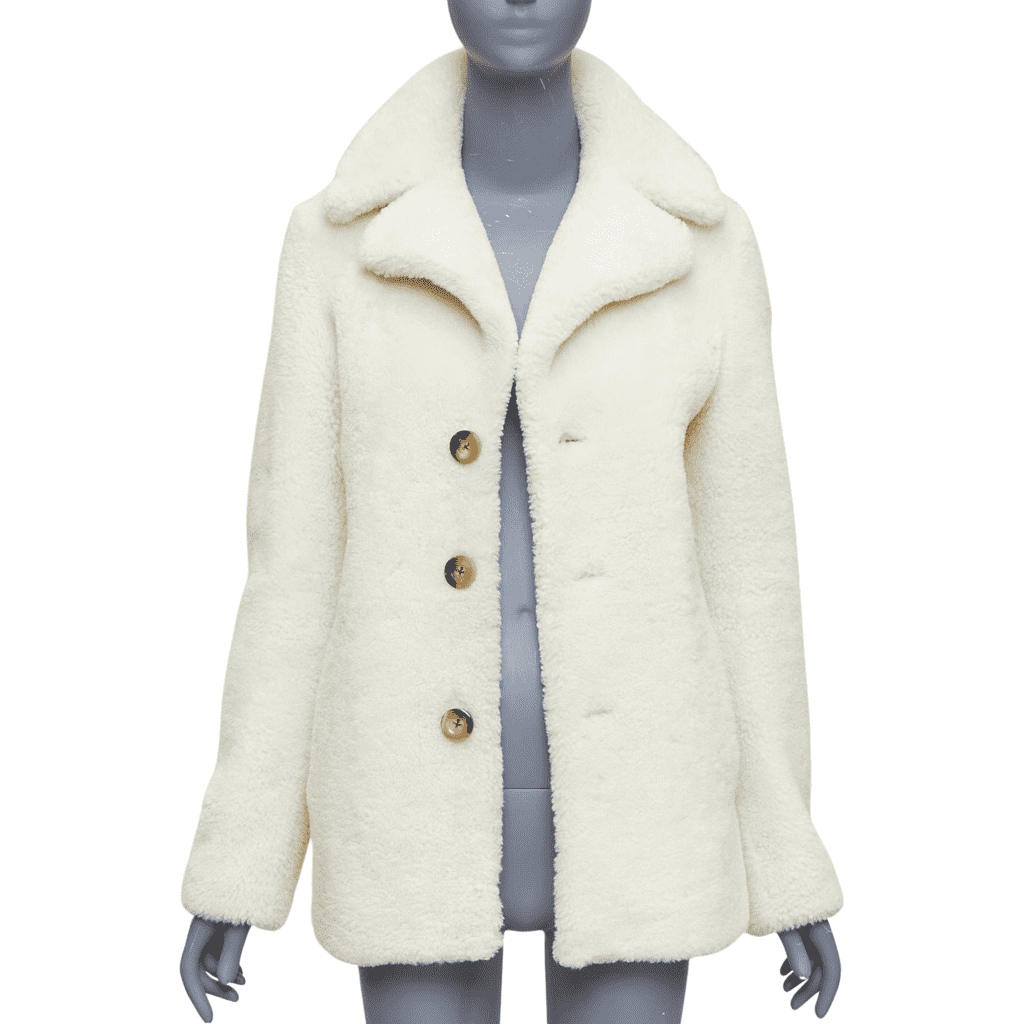 Saint Laurent White Sheepskin Teddy Coat