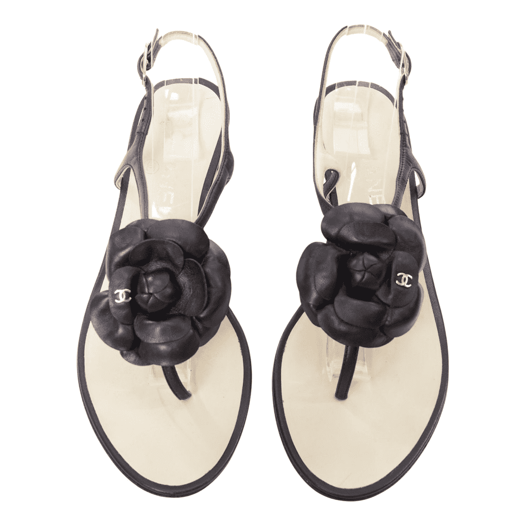 Chanel Camellia T-Strap Sandals