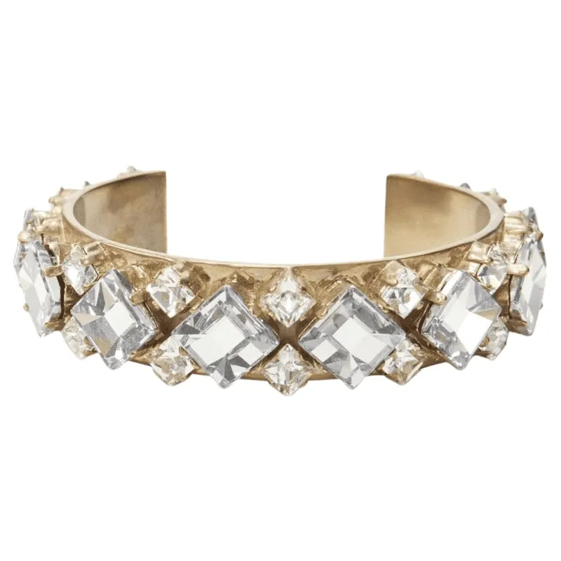 Dior Light Blue Crystal Bangle Gold Metal Very good - Front View