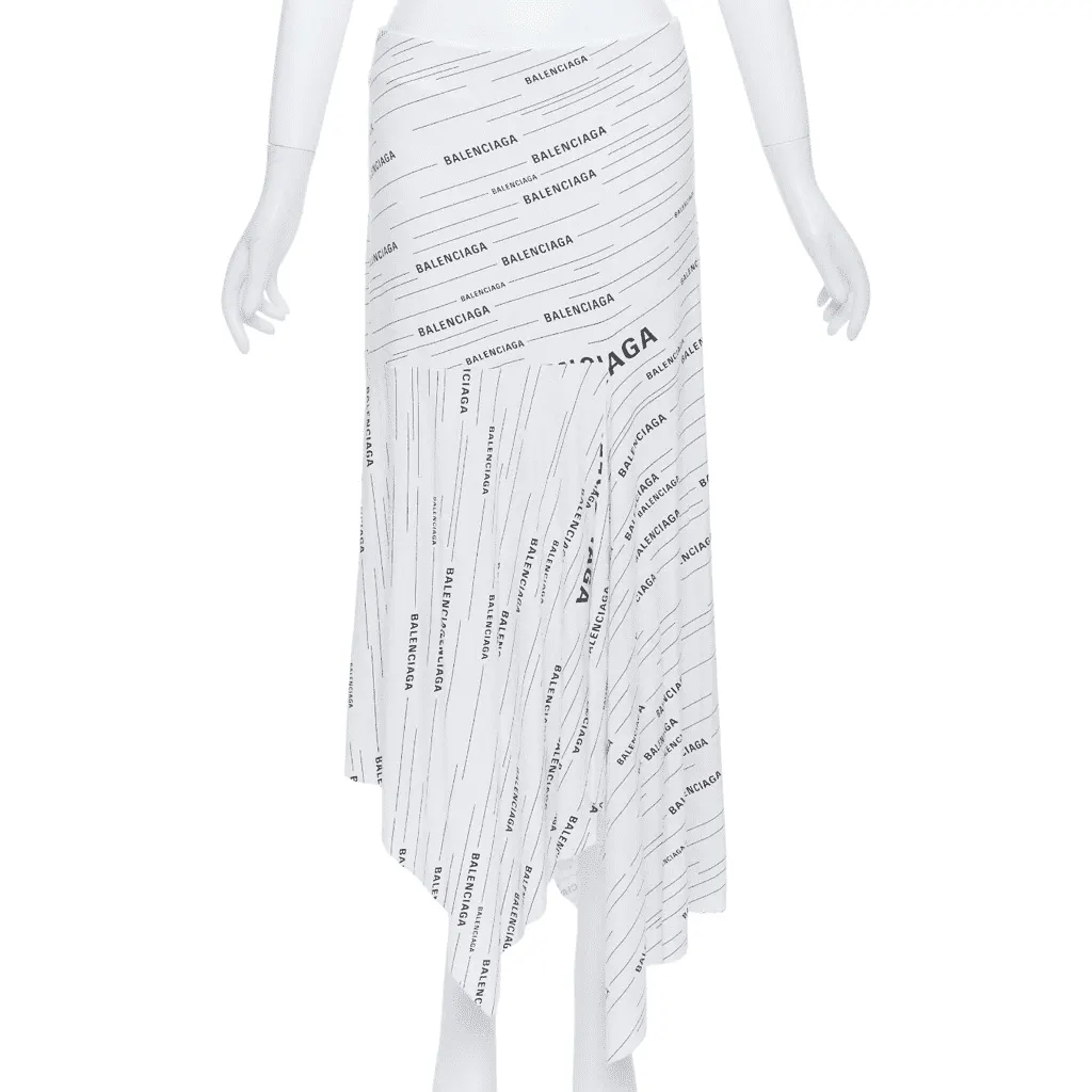 Balenciaga Logo Midi Skirt White Very good - Front View
