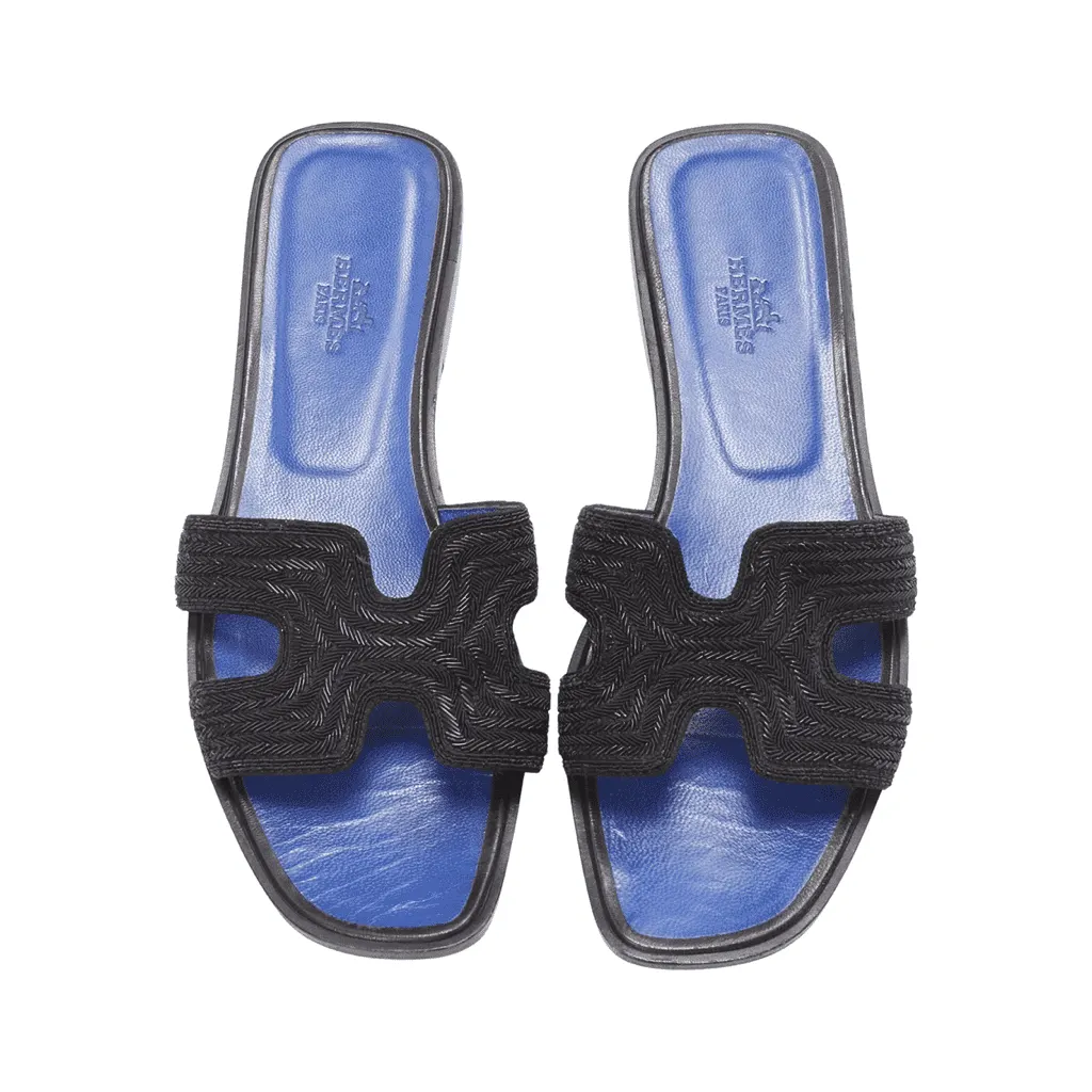 Hermès Beaded Insole Sandals Black Plastic Very good - Front View