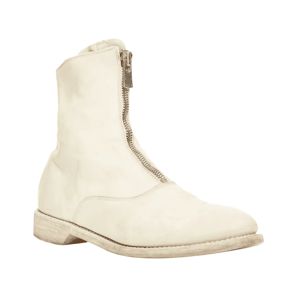Guidi Wedge Round Toe Boots Beige Leather Fair - Front View