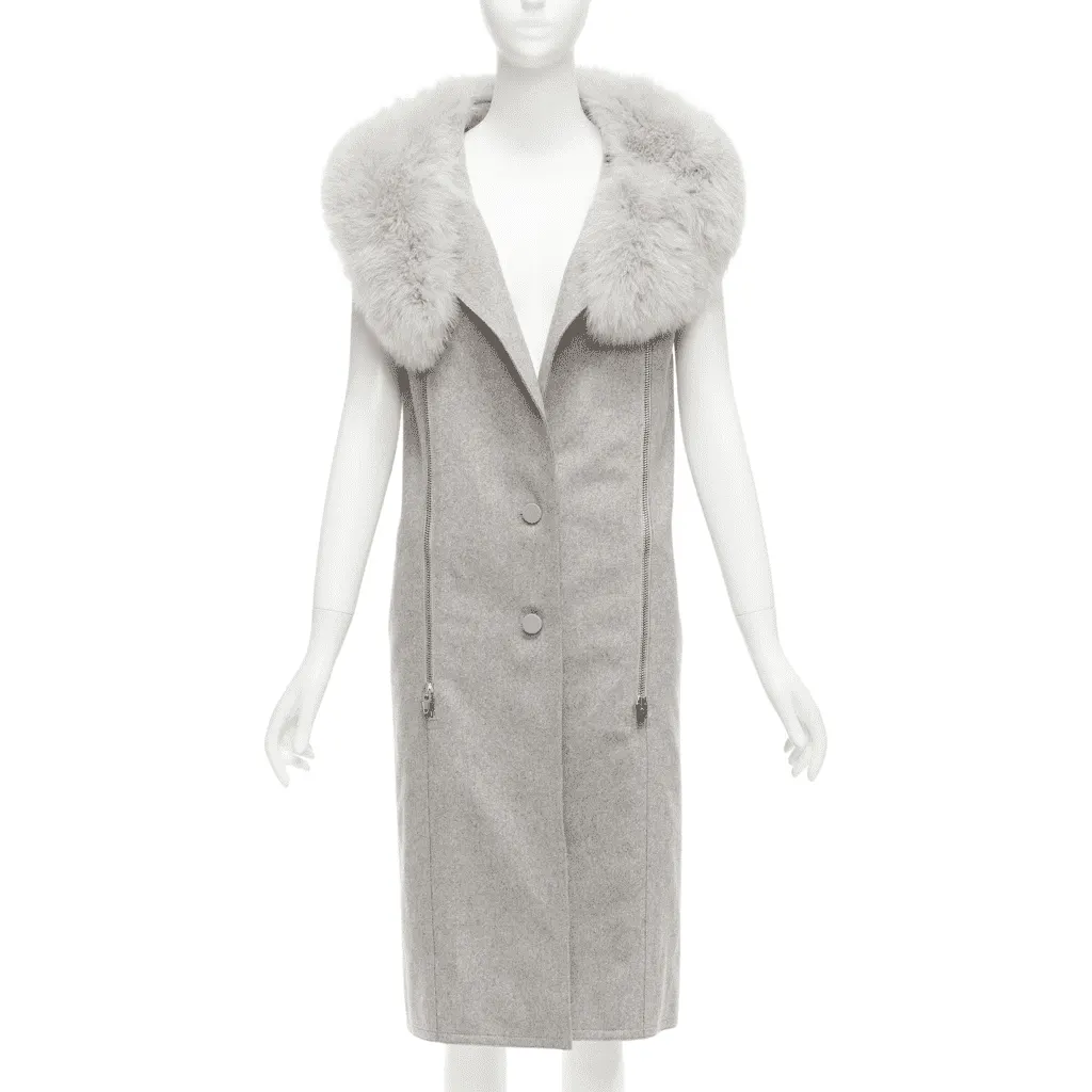 Alexander Wang Grey Fur Vest Dress Grey Fur Never worn - Front View