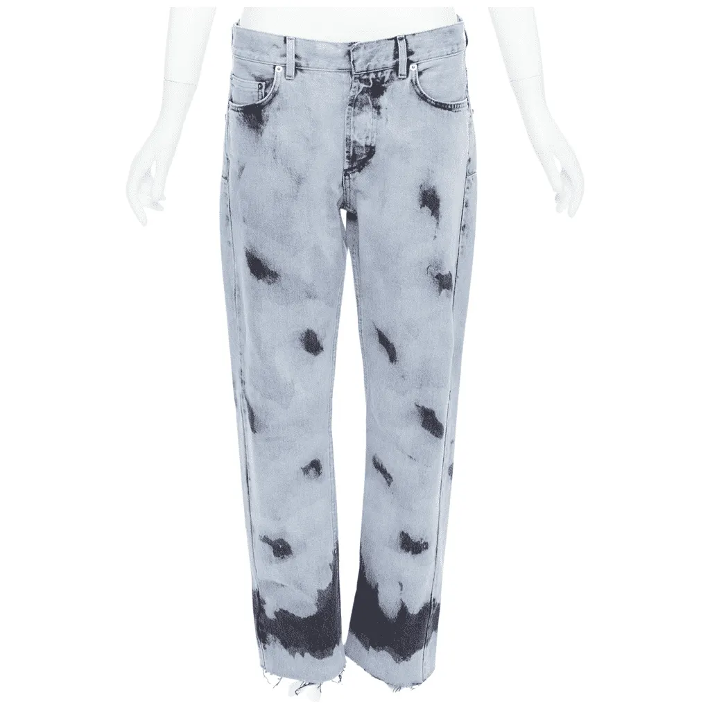Dior Paint Effect Cropped Jeans Blue Cotton Very good - Front View