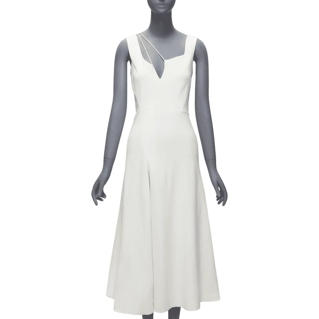 Victoria Beckham Bias Cut Dress White Polyester Good - Front View