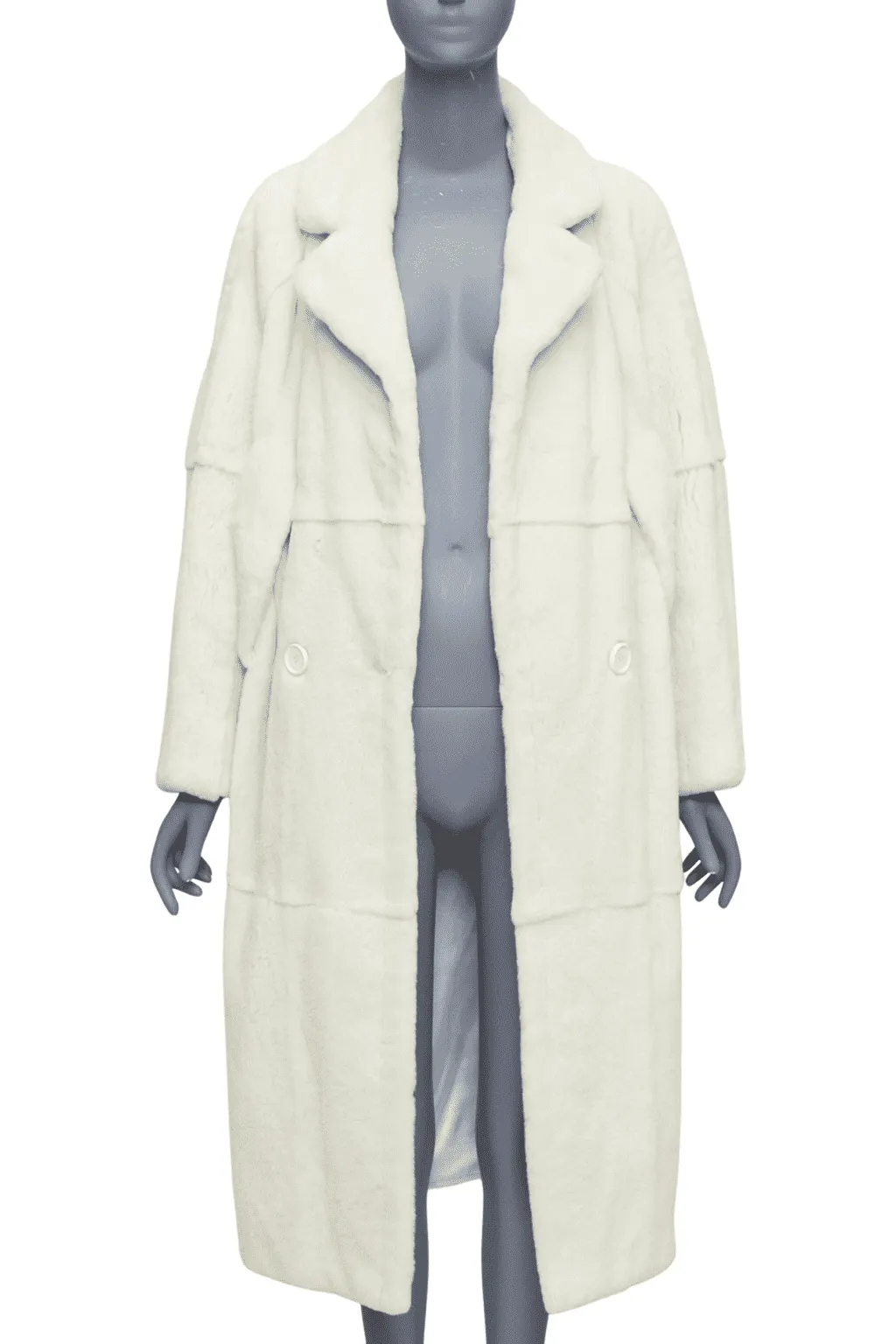 Unsigned Patchwork Fur Long Coat Beige Fur Good - Front View