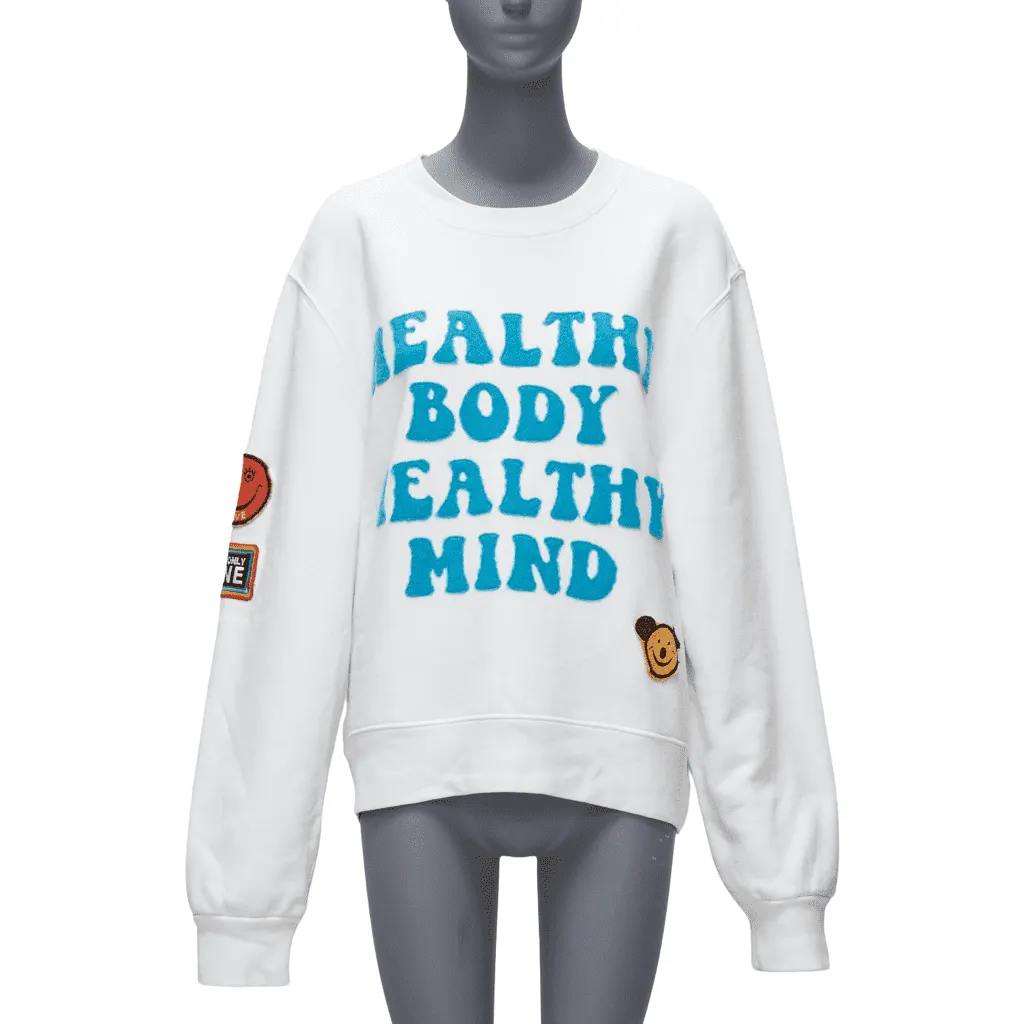 Amiri Badge Smiley Hoodie White Cotton Good - Front View