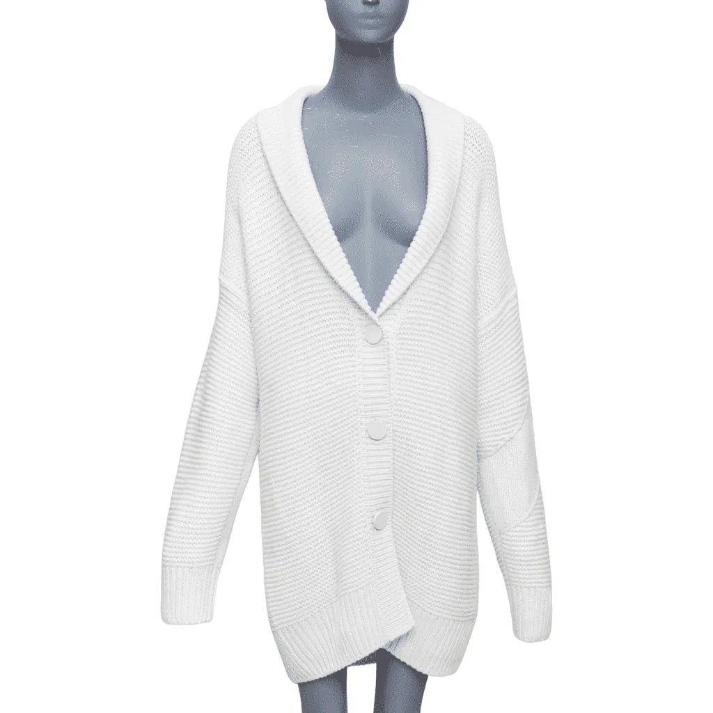 Hermès Leather Button Cardigan Beige Cashmere Very good - Front View