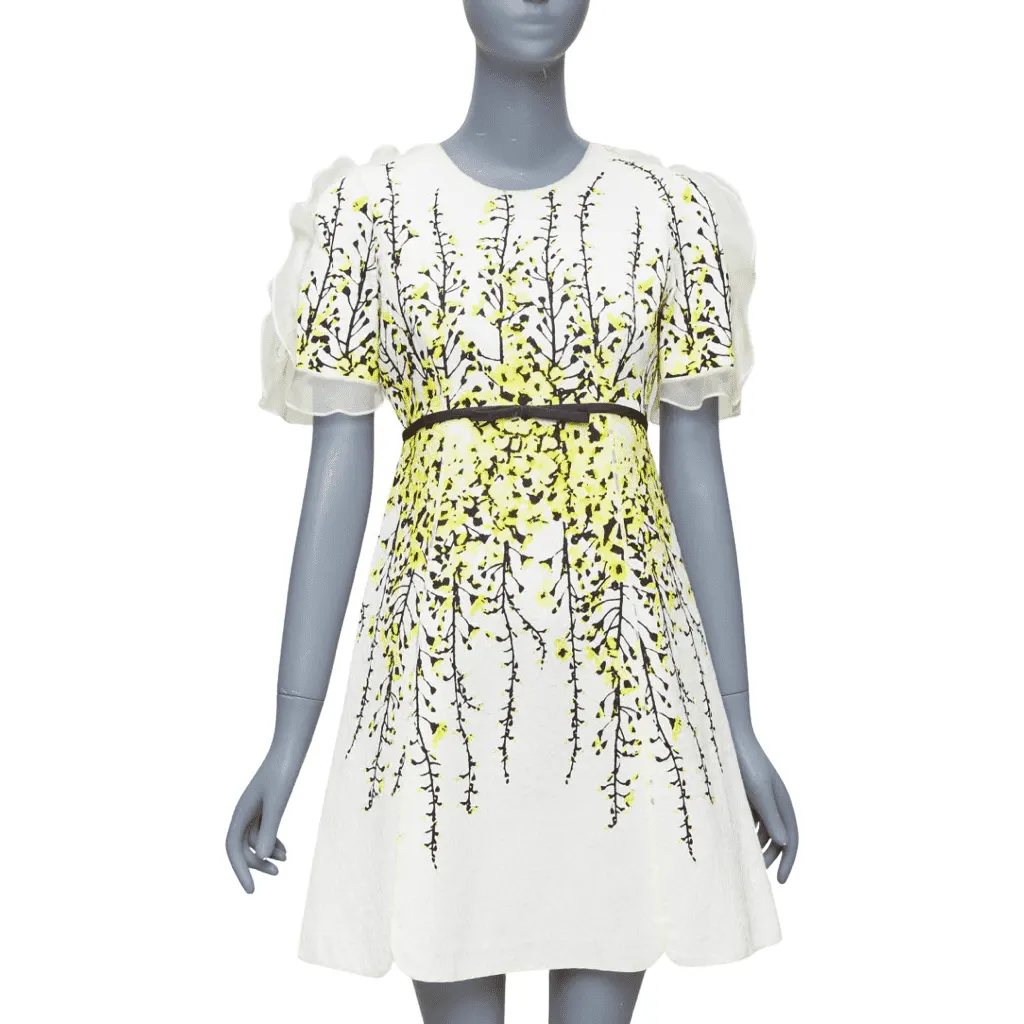 Giambattista Valli Flutter Jacquard Dress Beige Viscose Never worn - Front View