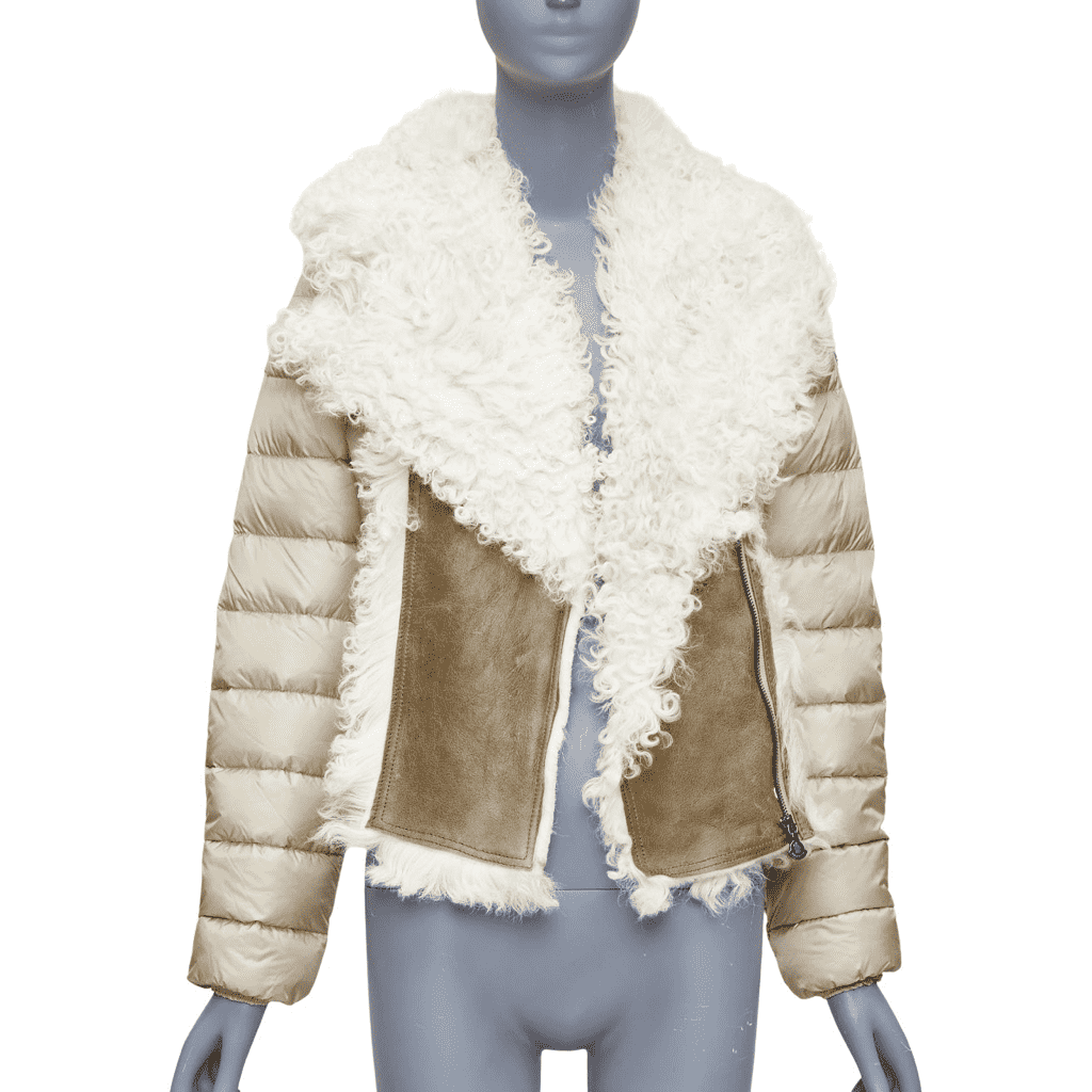 Moncler Beige Shearling Down Jacket