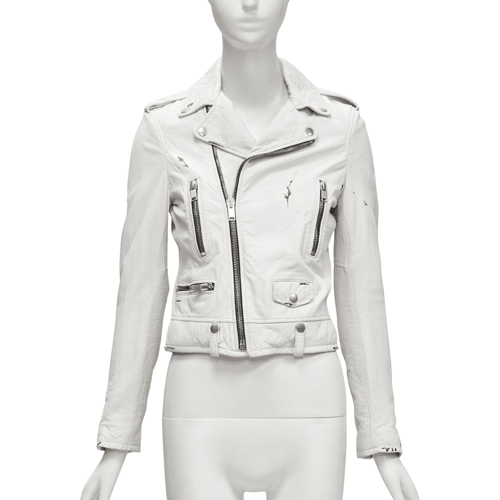 Saint Laurent Distressed White Biker