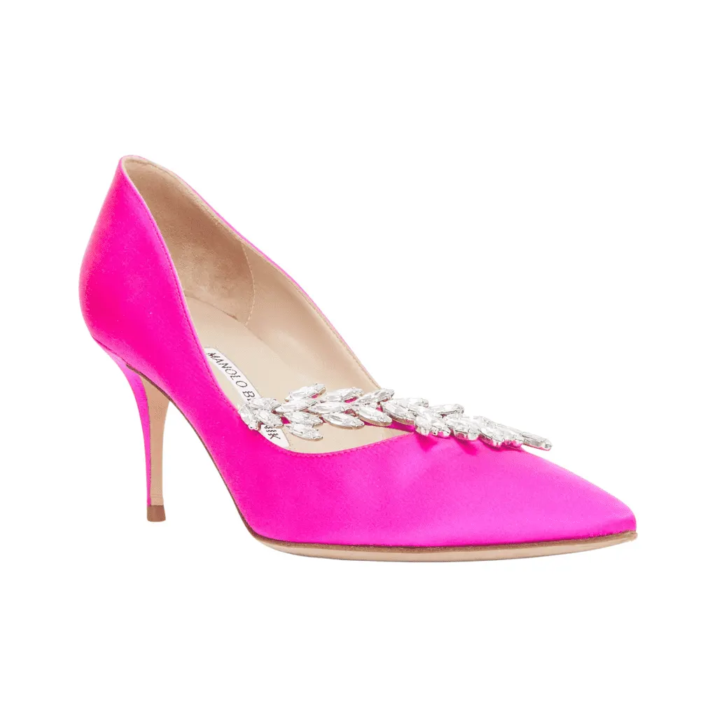 Manolo Blahnik Nadira Pink Silk Never worn - Front View