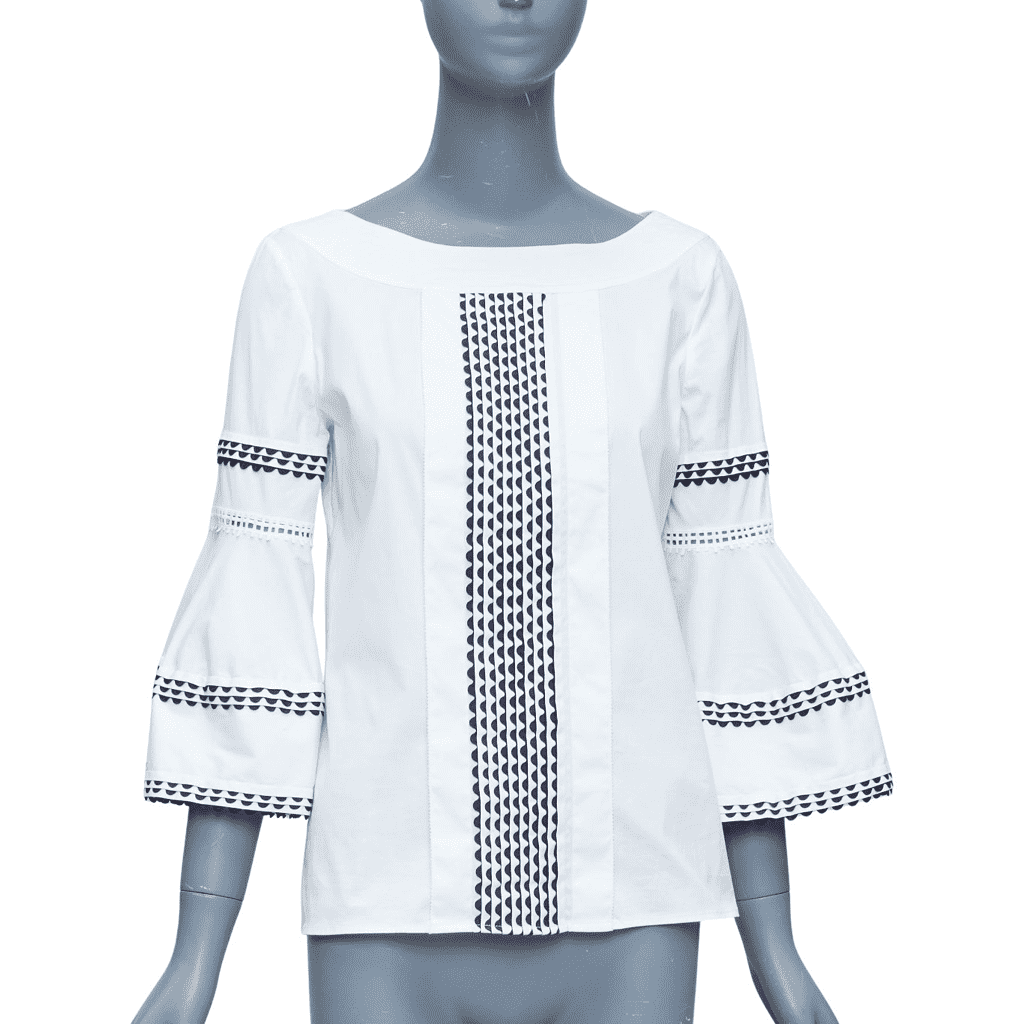 Oscar De La Renta Scallop Sleeve Top