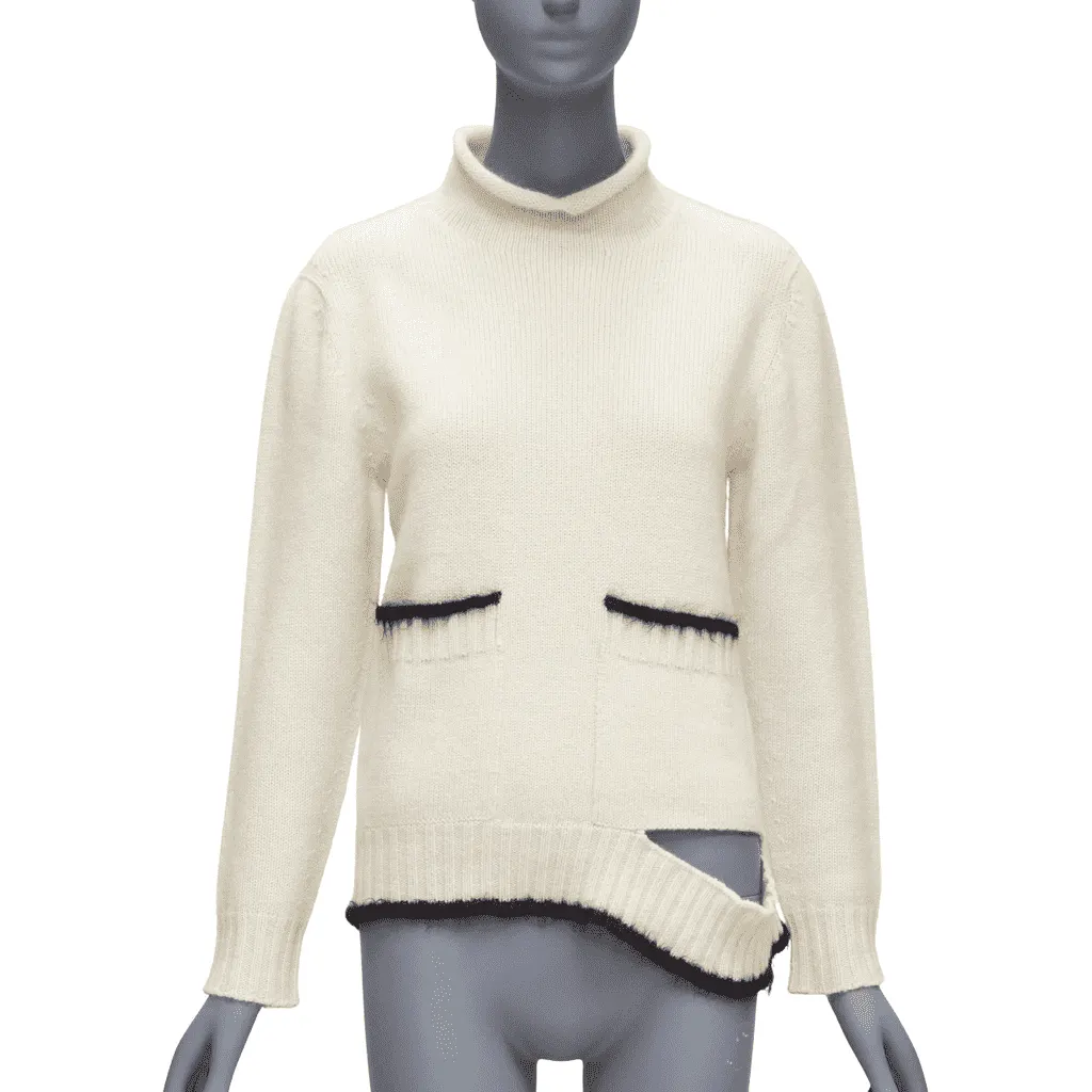 Celine Cutout Turtleneck Sweater Ecru Cashmere Never worn - Front View