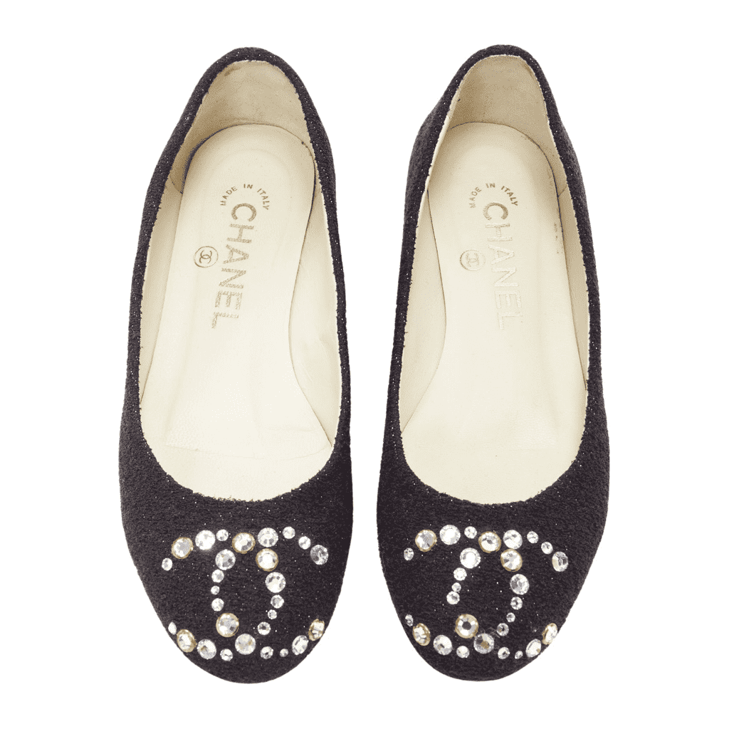 Chanel Gold Embroidery Pointy Flats