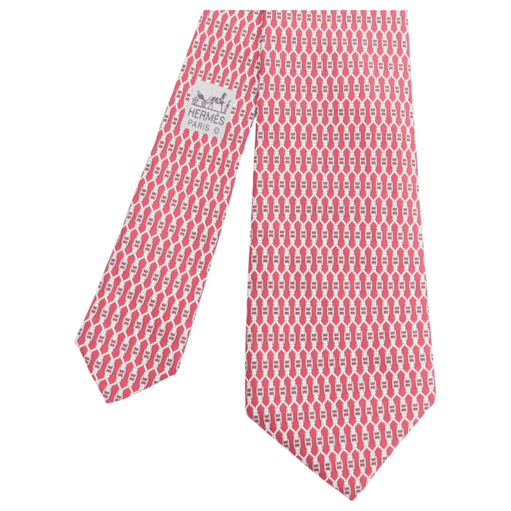 Hermès Signature H Chain Tie Red Silk Very good - Front View