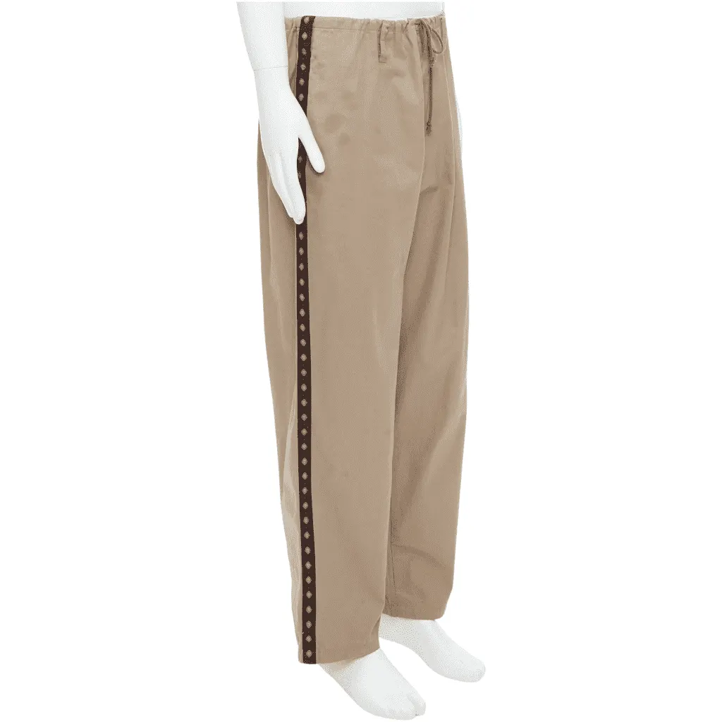 Yohji Yamamoto Ethnic Trim Pants Beige Cotton Fair - Front View