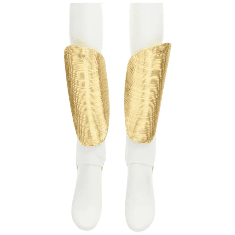 Gucci GG Shin Guards Gold Metal Fair - Front View
