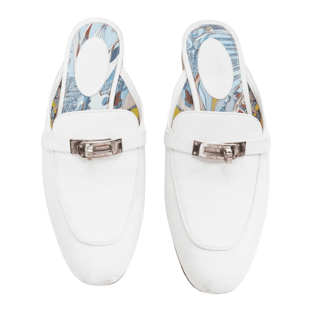 Hermès OZ Mule White Leather Fair - Front View