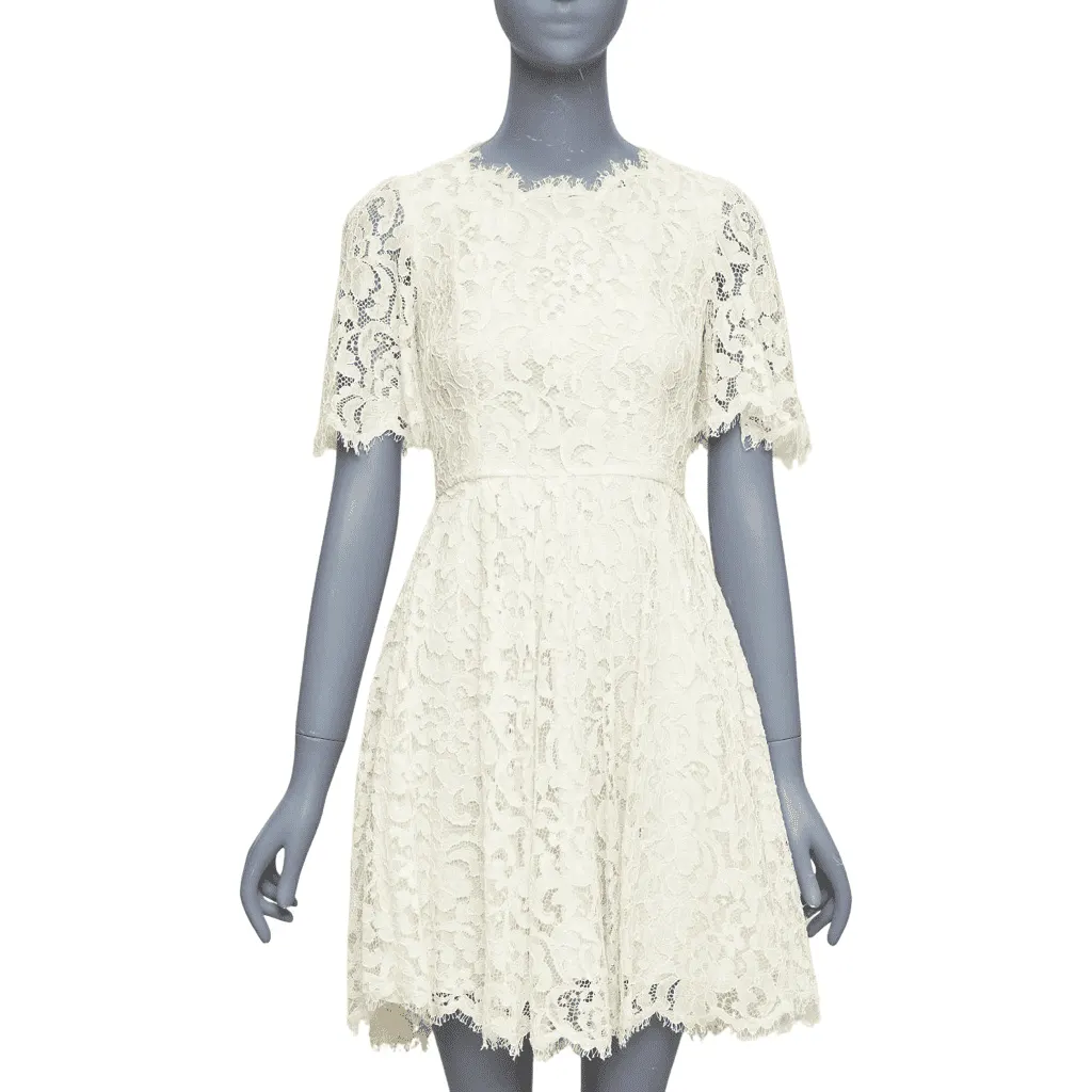 Dolce & Gabbana Floral Lace Dress Beige Viscose Very good - Front View