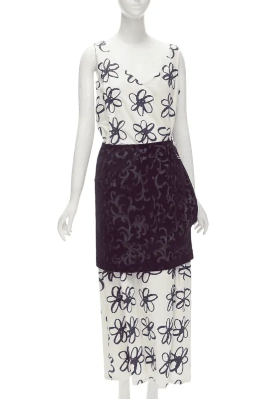 Comme Des Garcons Velvet Wrap Dress Blue Cotton Very good - Front View
