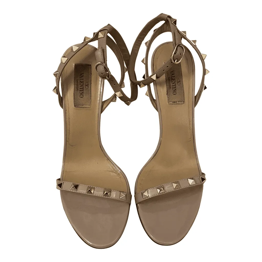 Valentino Rockstud Beige Leather Good - Front View