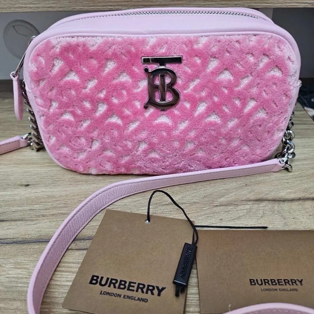 Burberry Terry Lola Camera Bag Pink Canvas Silver Very good - Inside View
