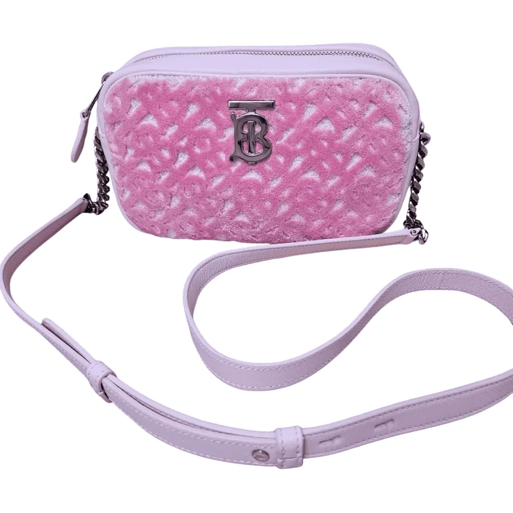 Burberry Terry Lola Camera Bag Pink Canvas Silver Very good - Front View