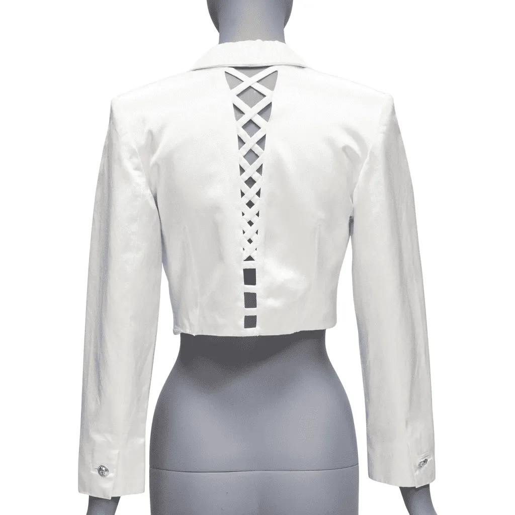 Versus Satin Lace Blazer Beige Cotton Fair - Front View
