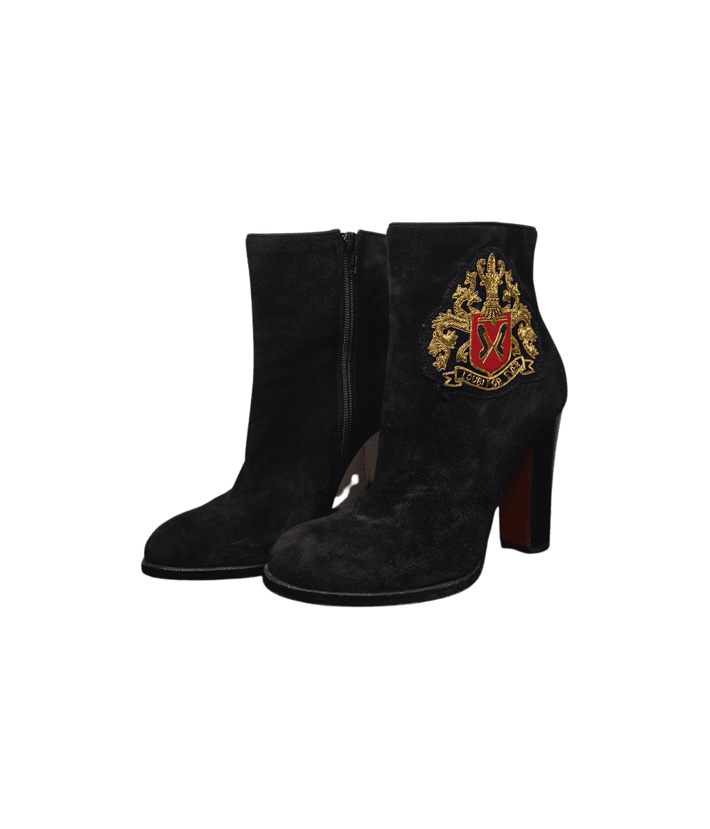 Christian Louboutin Black Suede Ankle Boots