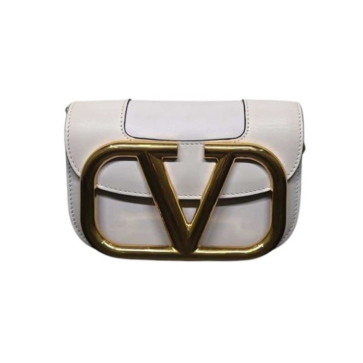 Valentino Garavani White Leather Supervee Shoulder Bag