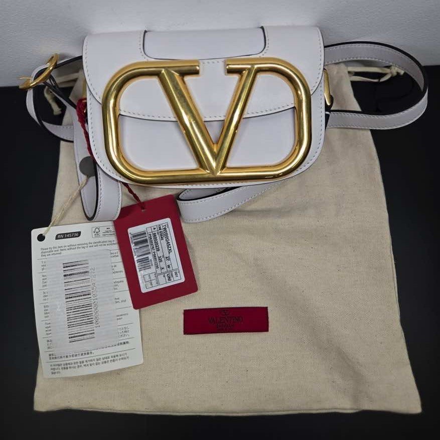 Valentino Garavani White Leather Supervee Shoulder Bag - Image 12