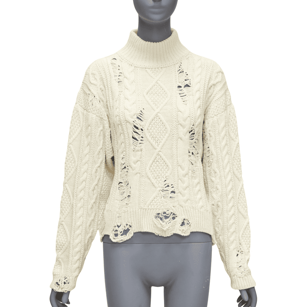 Miharayasuhiro Distressed Cable Sweater
