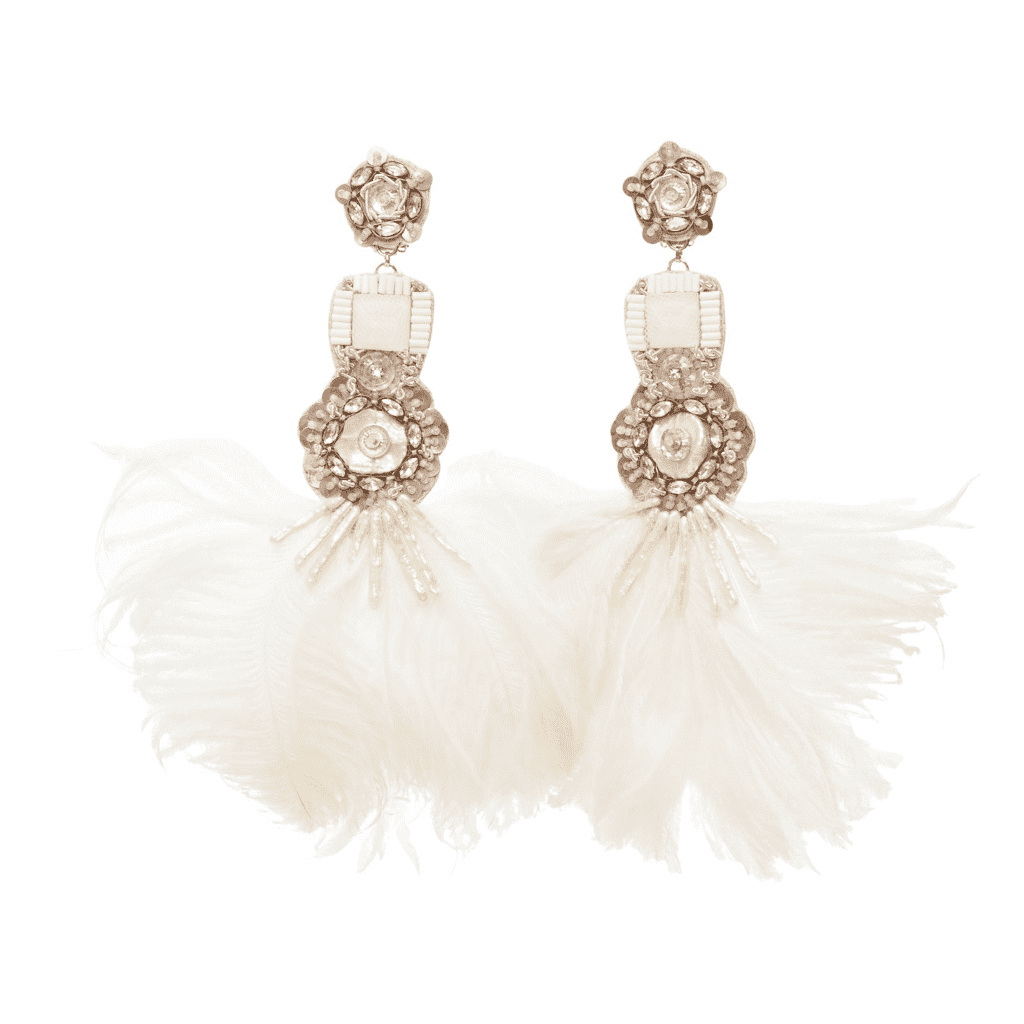Ranjana Khan Feather Crystal Earrings