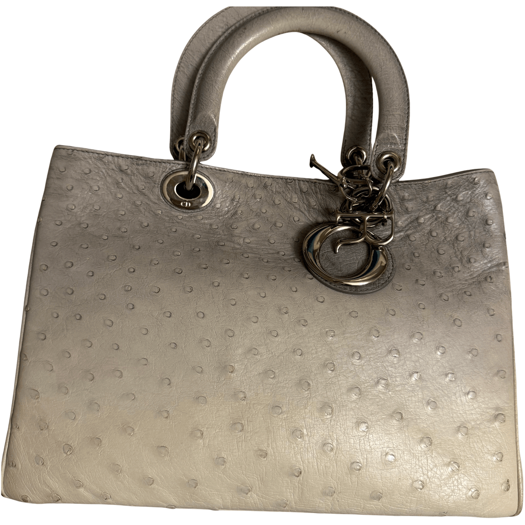 Christian Dior White And Gray Ostrich