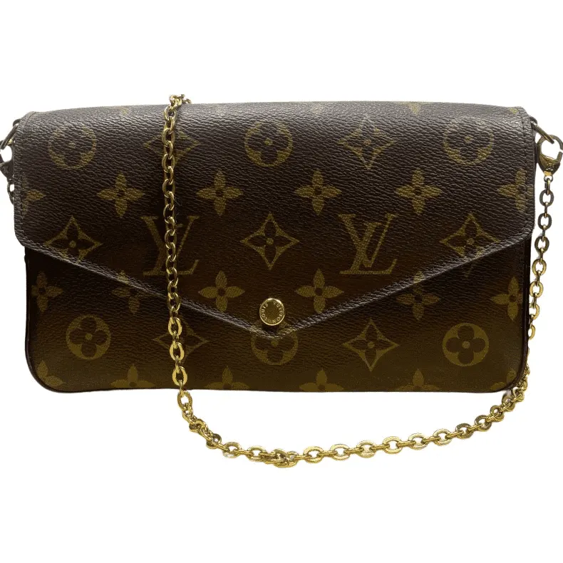 Louis Vuitton Félicie Black Canvas Gold Good - Front View