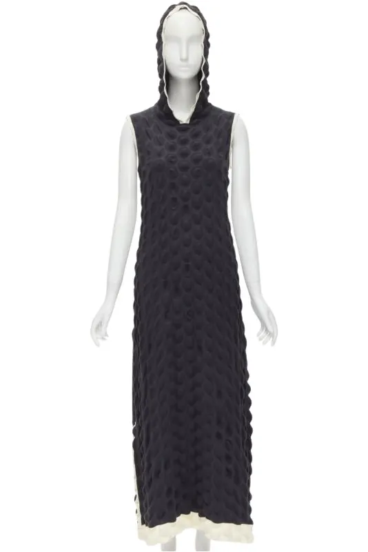 Issey Miyake Egg Carton Dress Black Polyester Very good - Front View