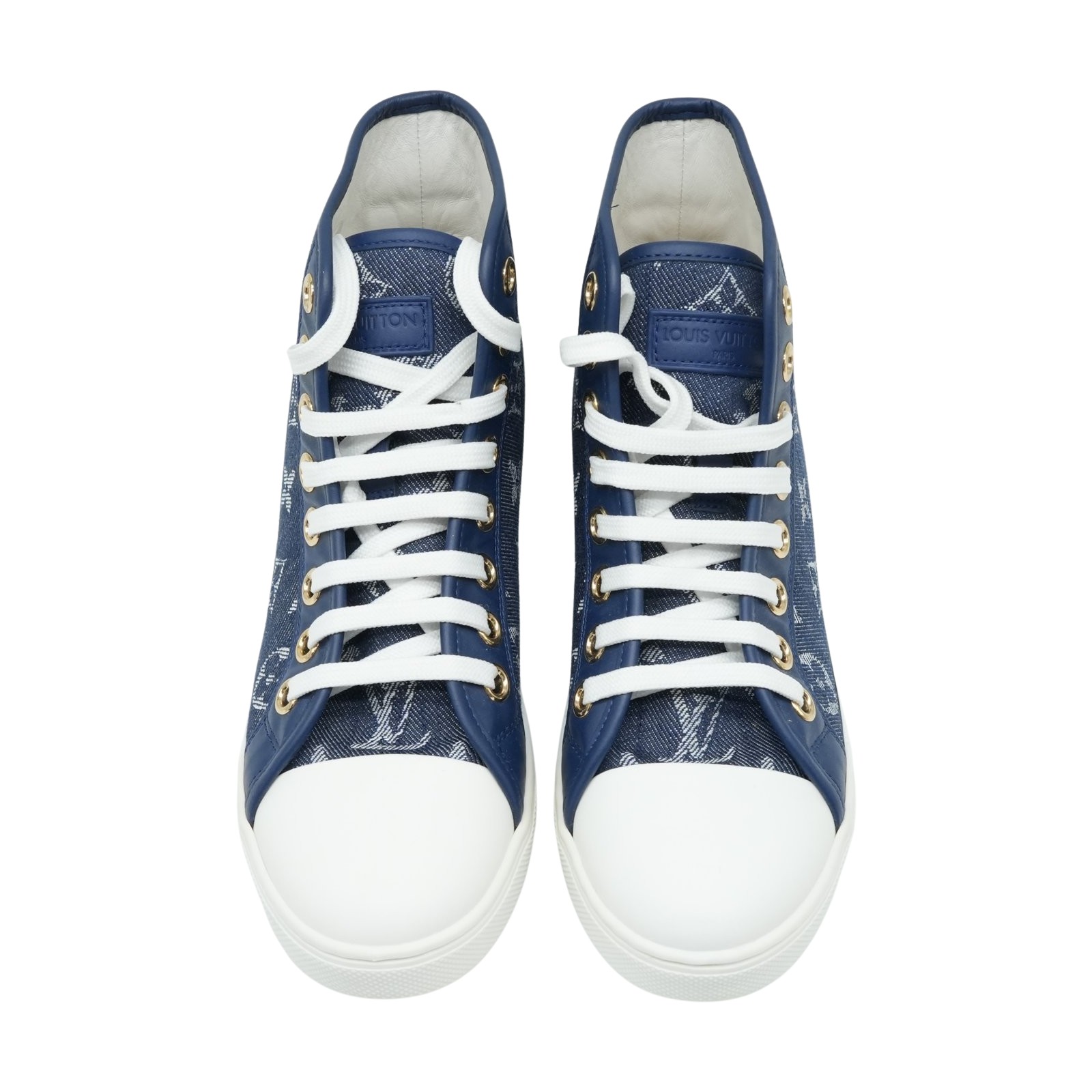 Louis Vuitton High-Top Denim Monogram Stellar Sneaker Size 36.5
