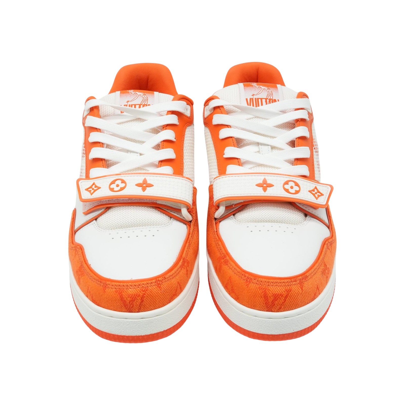 Louis vuitton Orange/White Denim and Leather LV trainer Sneakers GO-0222 Size:9