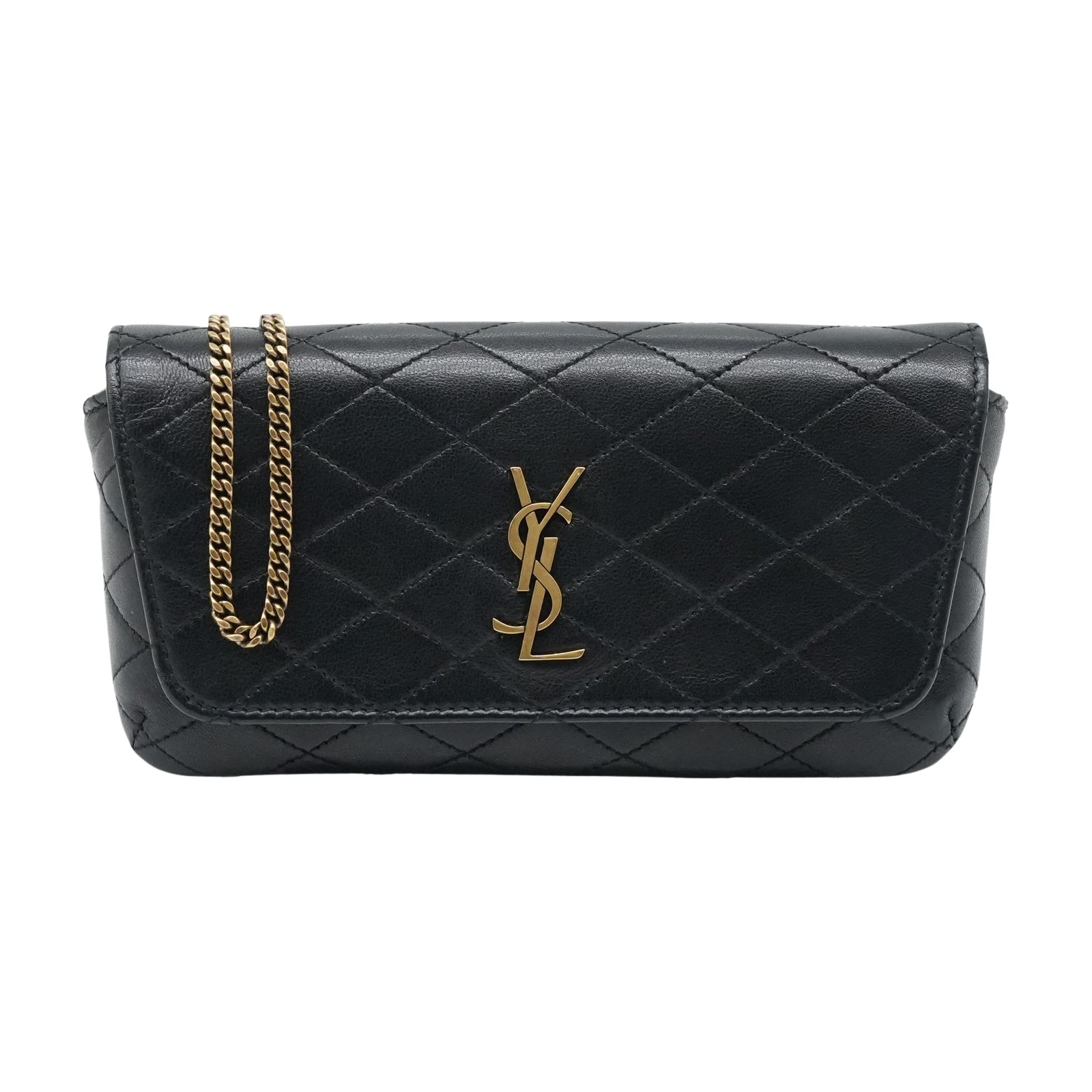 Yves Saint Laurent Gaby Phone Holder Crossbody Bag in Quilted Smooth Leather
