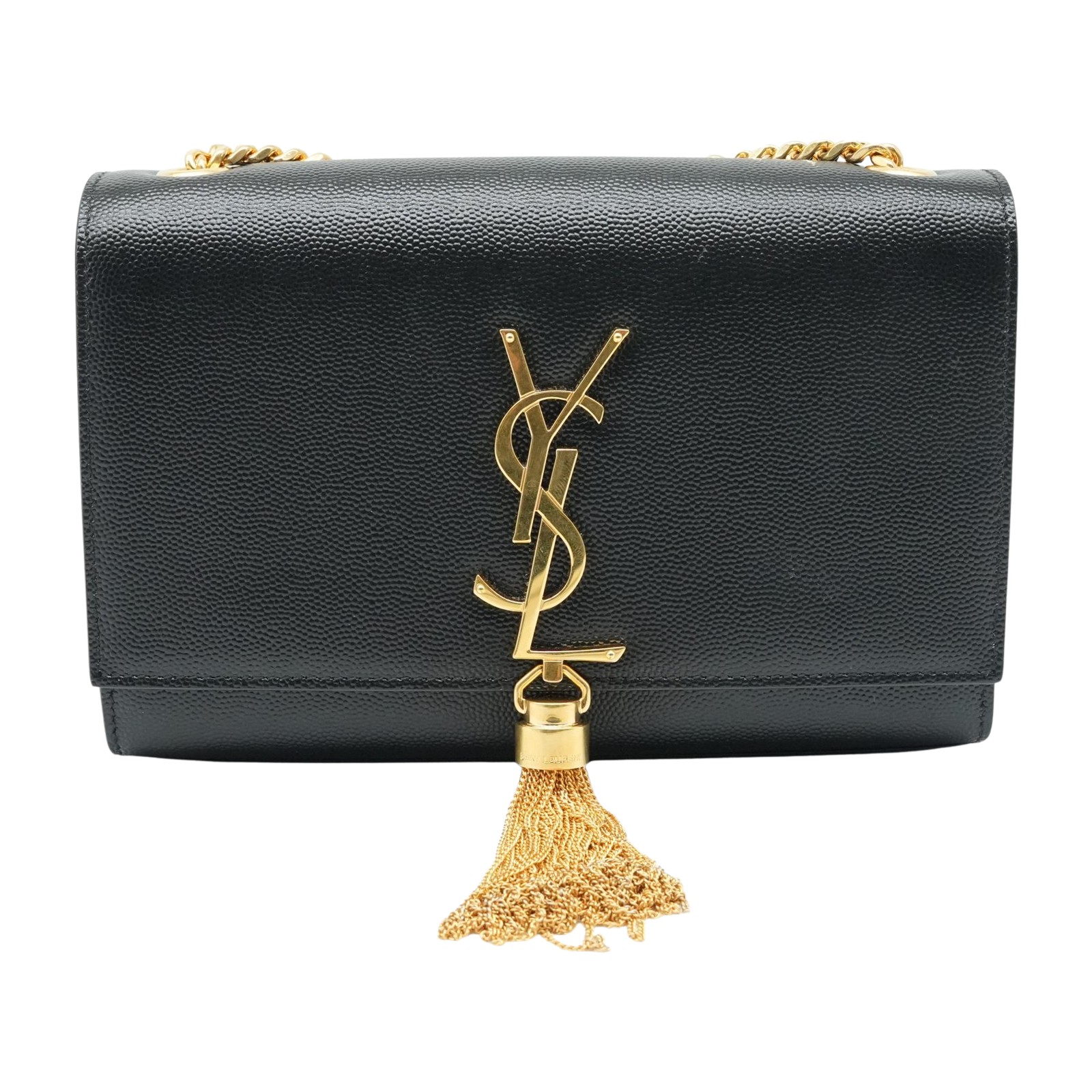Yves Saint Laurent Black Leather Kate Small Tassel Wallet Chain Bag