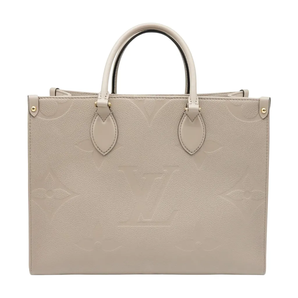 Louis Vuitton Monogram Empreinte Onthego MM Tote Bag M45607 Beige Leather Very good - Front View