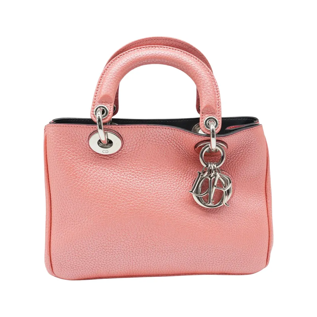 Dior Pink Leather Small Diorissimo Shopper Tote Pink Leather Good - Front View